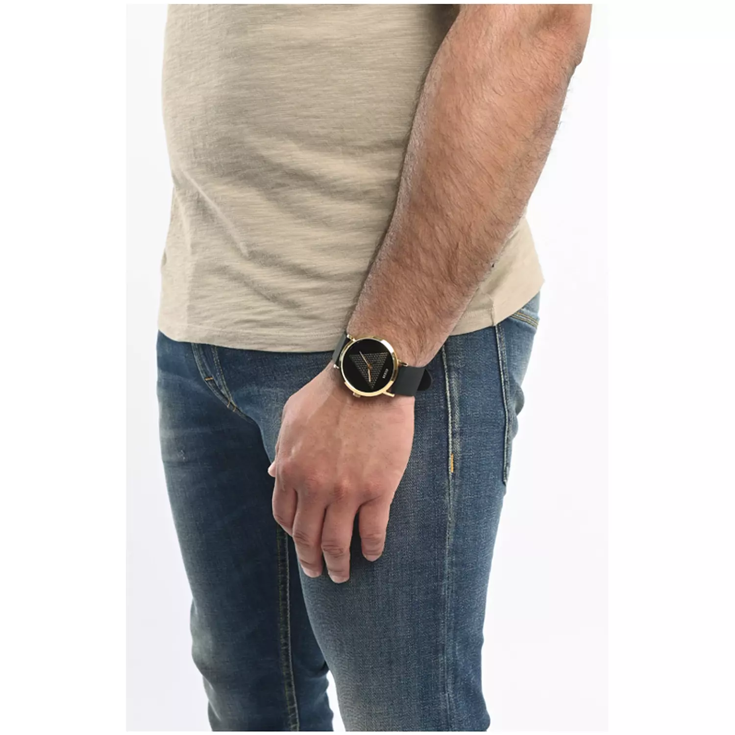 GUESS W1161G1 Men's  Watch Gold Tone Silicone Strap 7