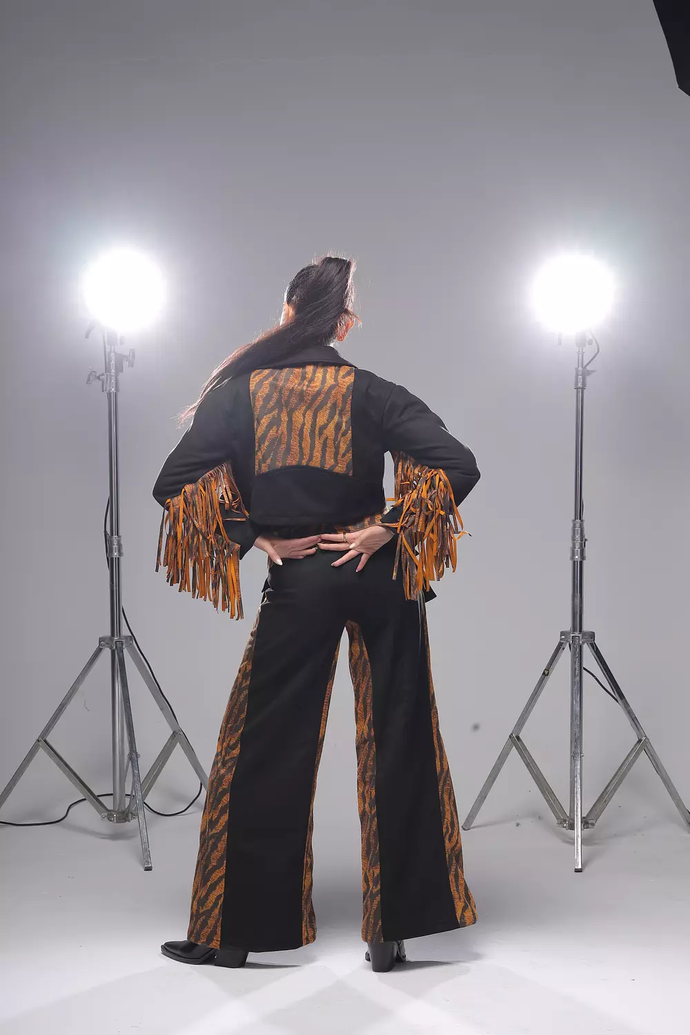 Tiger Print Asymmetric Fringe Jacket  image