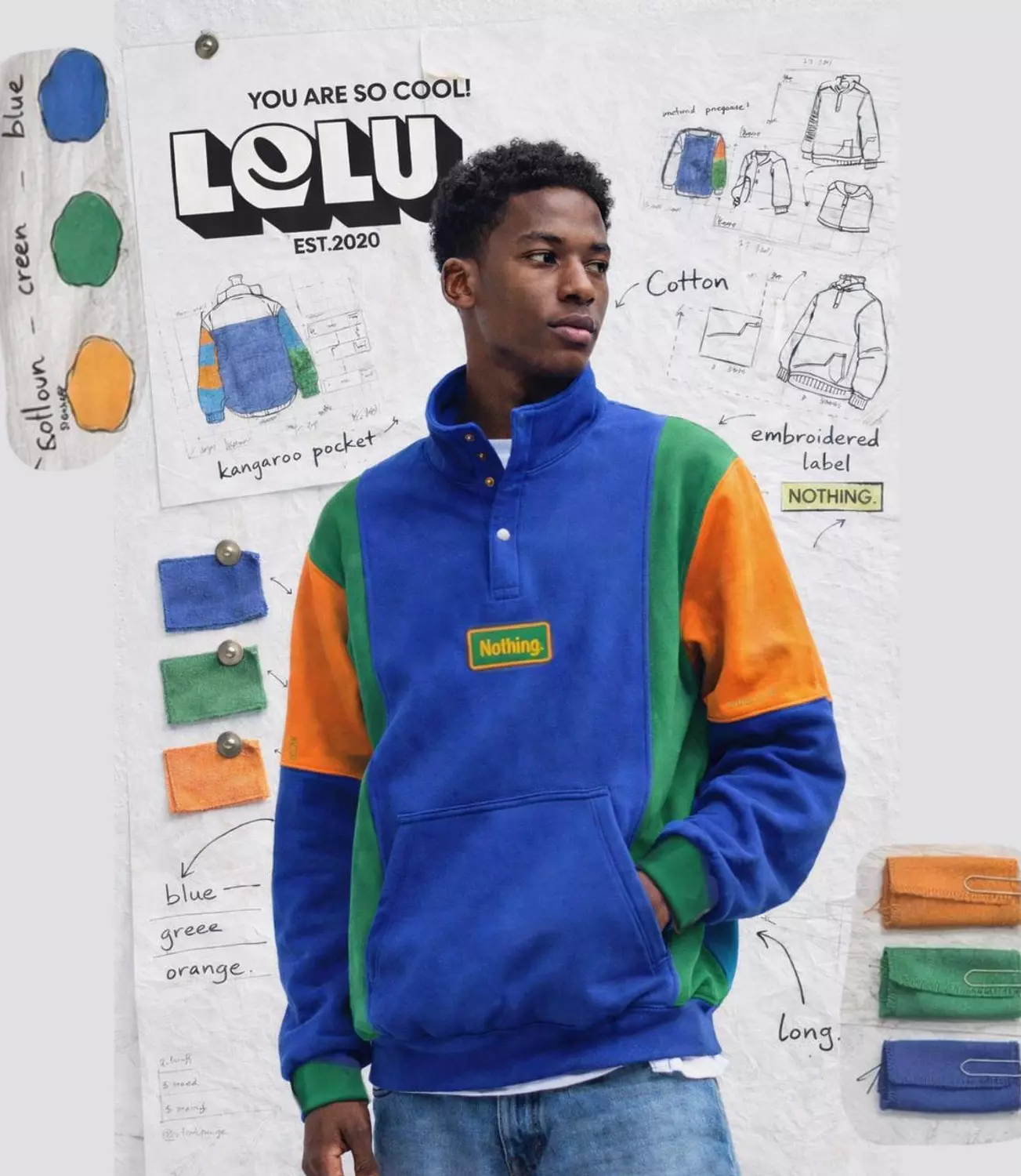 QUARTER BUTTON SWEATER "Nothing"