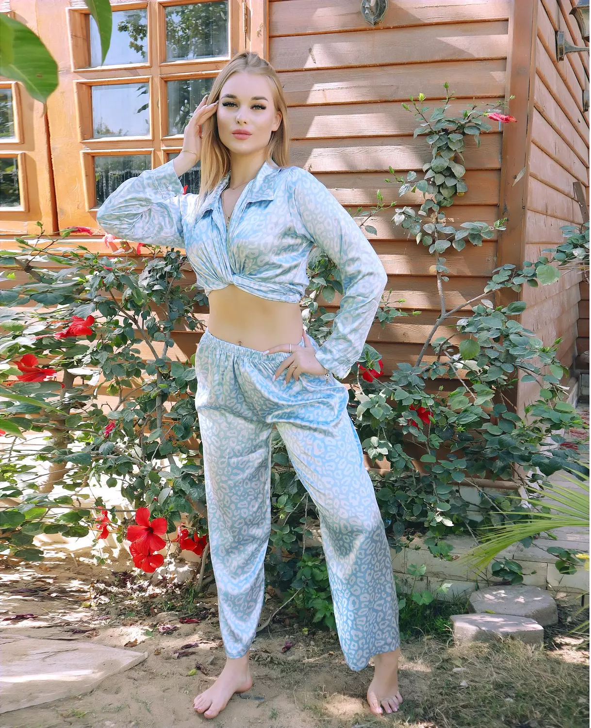 Leopard Satin Twist-Front Lounge 6