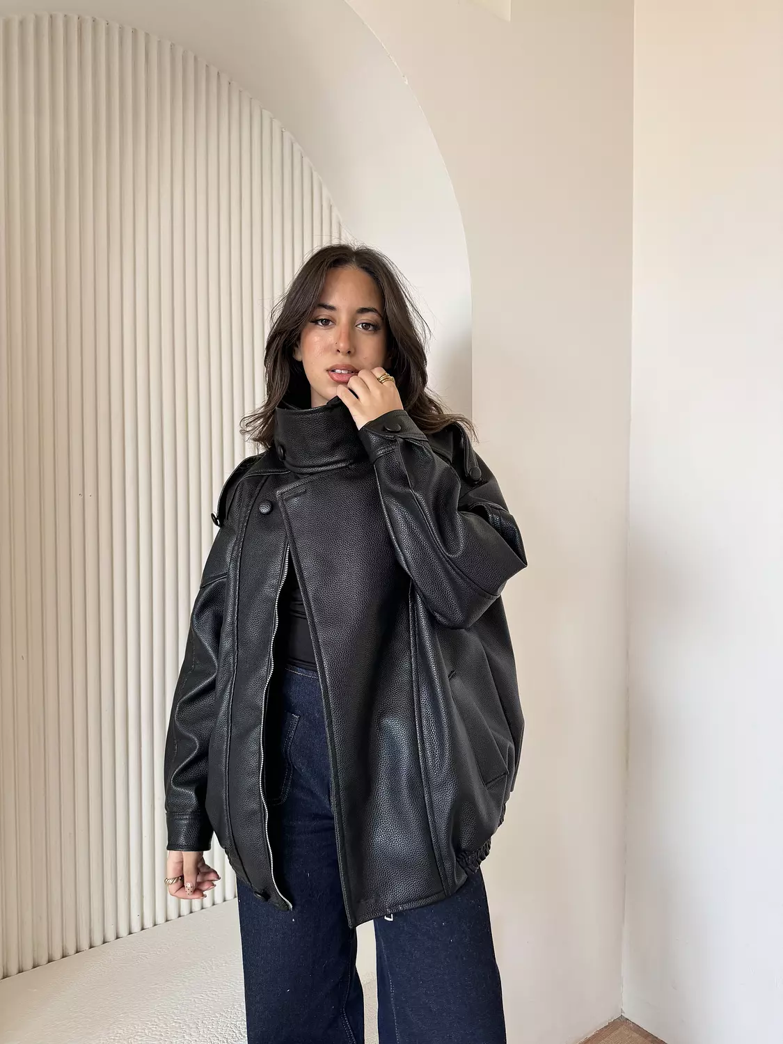 The skin leather jacket image