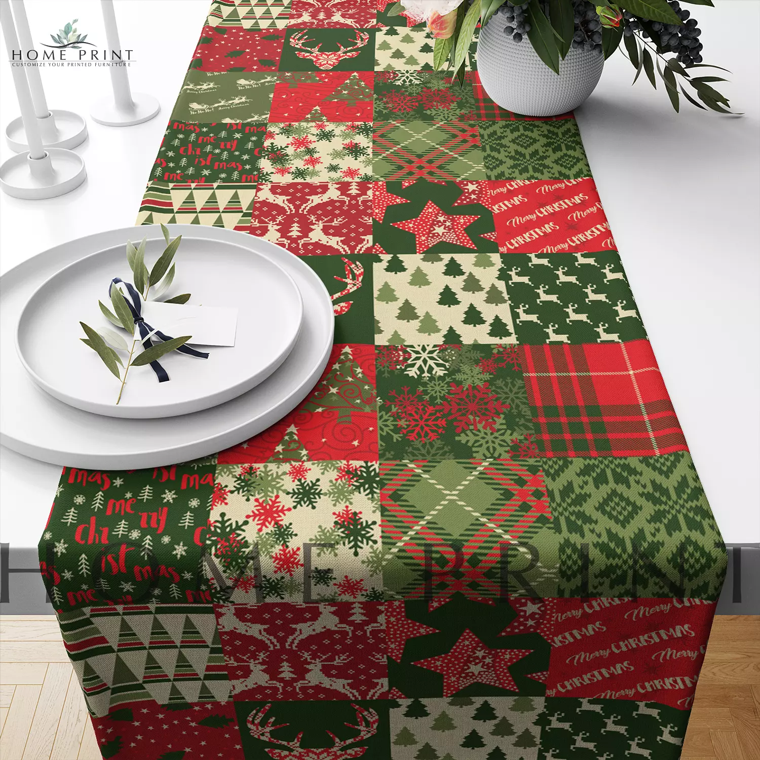 Christmas Runner - Different Christmas Shapes - Multi color image