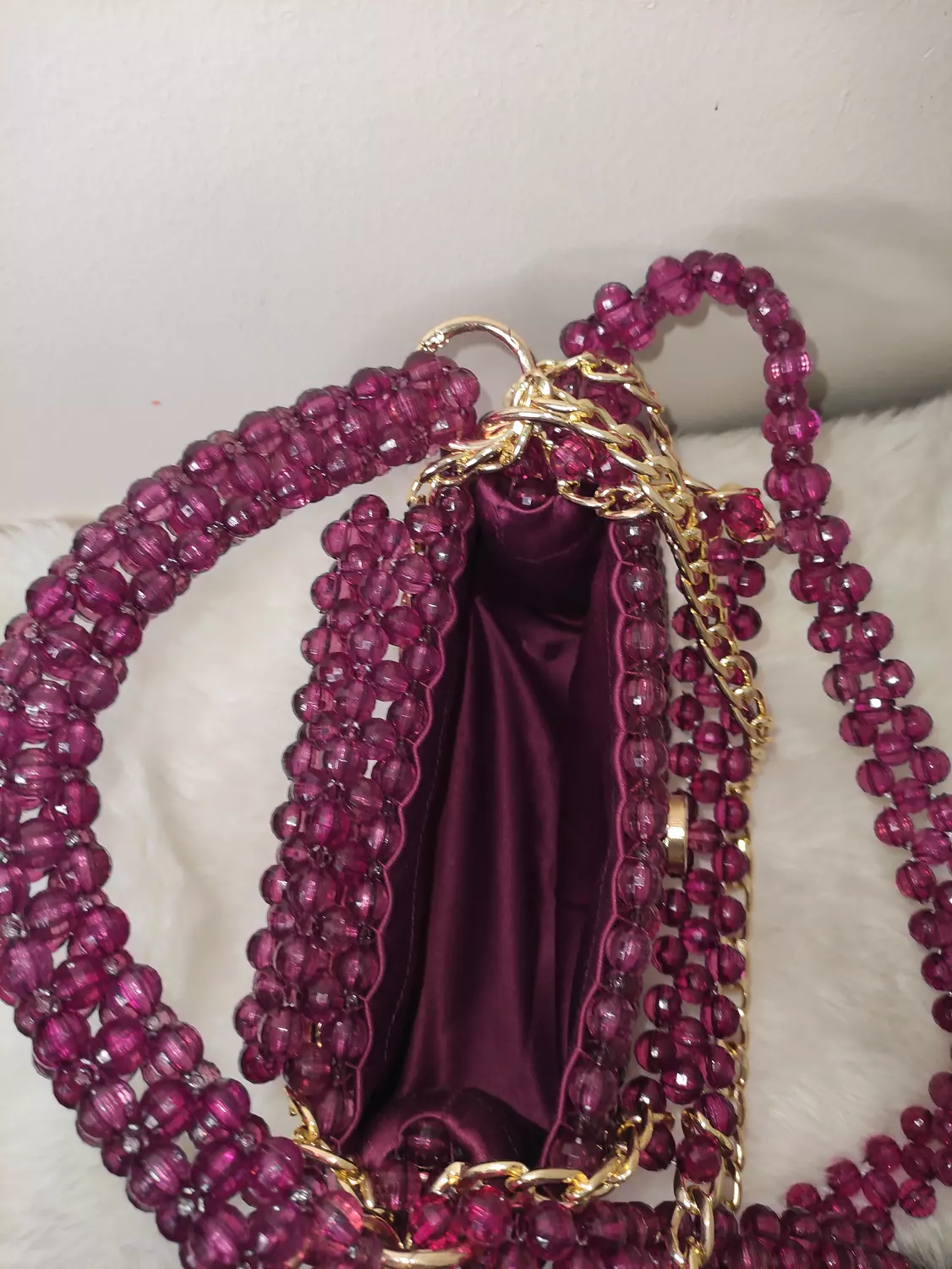 Maroon beaded bag  1
