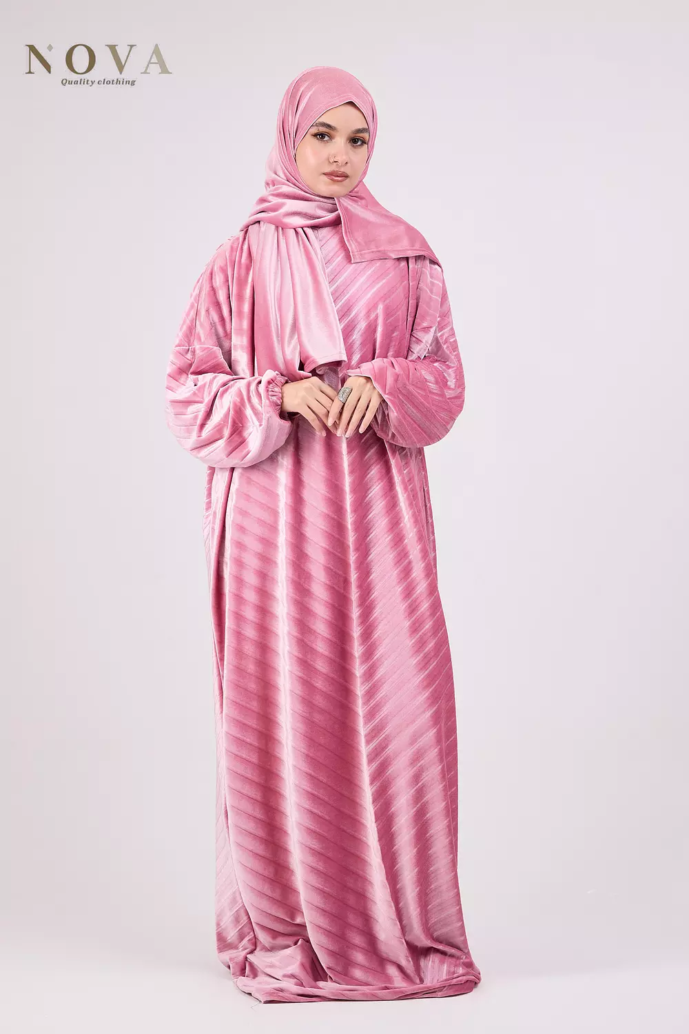 Dusty rose pleated velvet  image