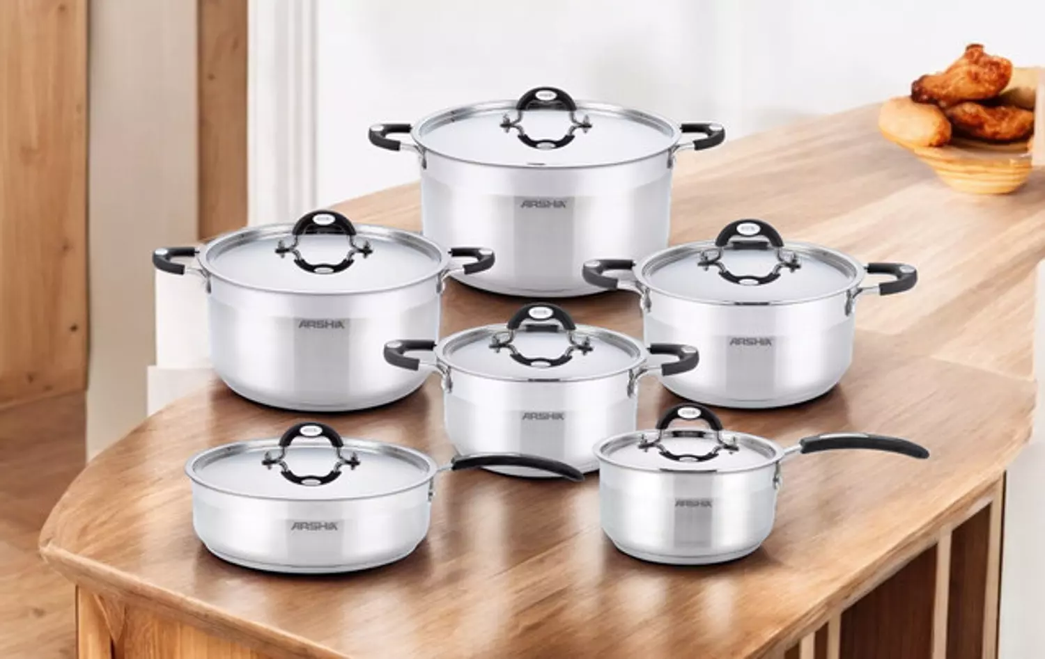 Arshia 12 piece stainless steel cookware set 2