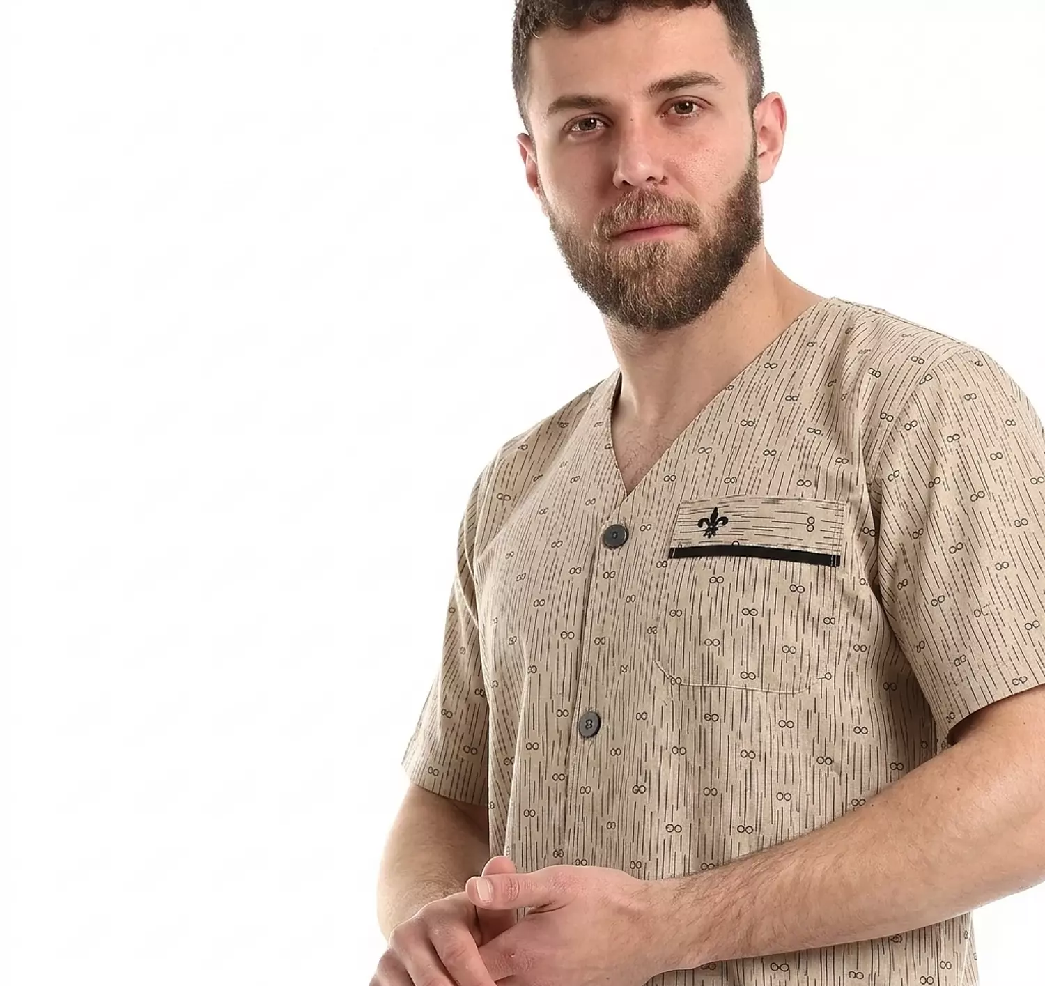 بيجاما رجالي مطبوعه كلاسيك - 2286- كافيه hover image