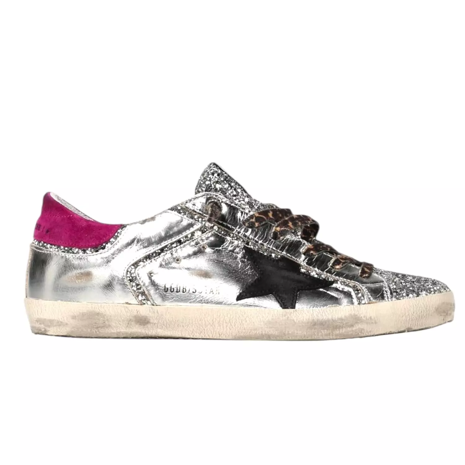 Golden Goose Silver Tone Superstar With Glitter image