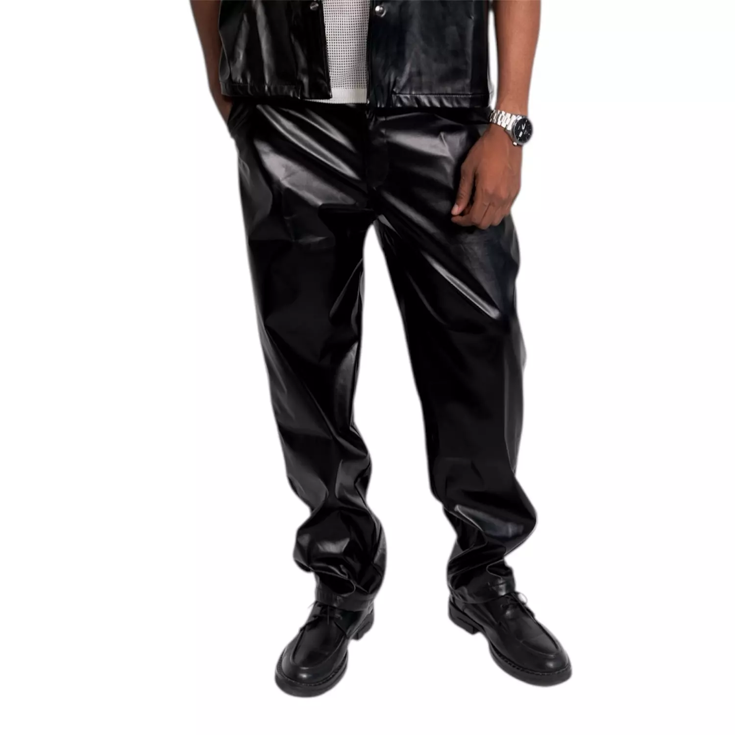 Oversized leather pants image