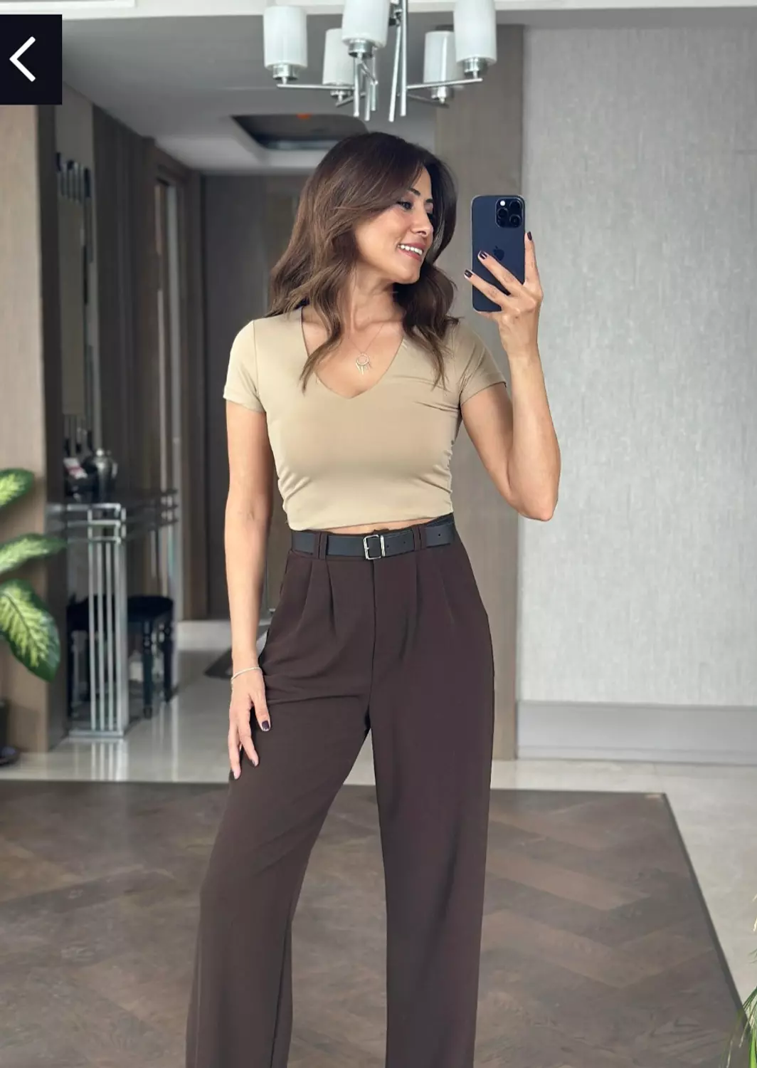 Chocolate Brown Classic Pants Without Belt  hover image