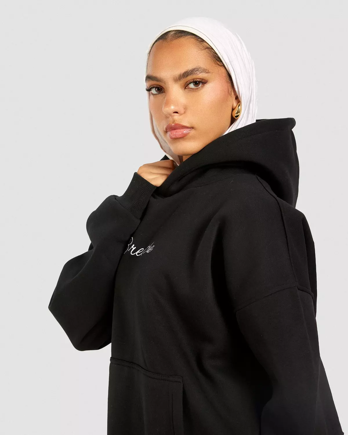 Breathe Oversize Hoodie in Black hover image