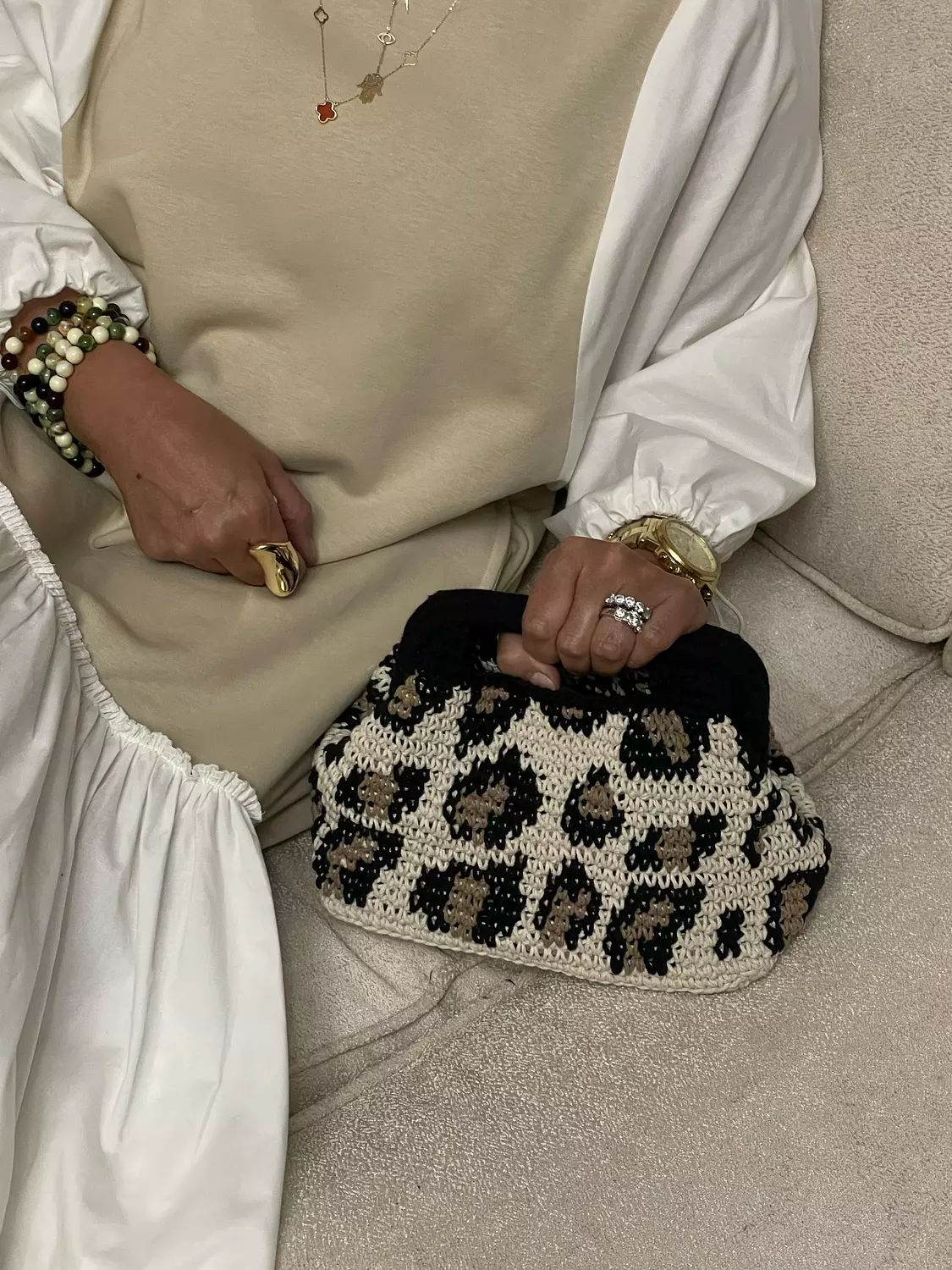 Leopard Macrame Clutch image