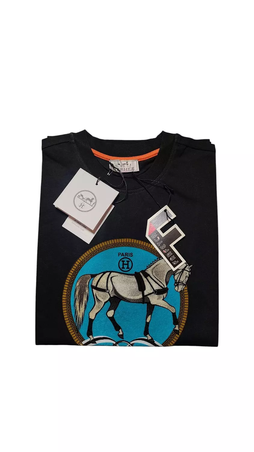HERMES BLACK X BLUE tshirt  hover image