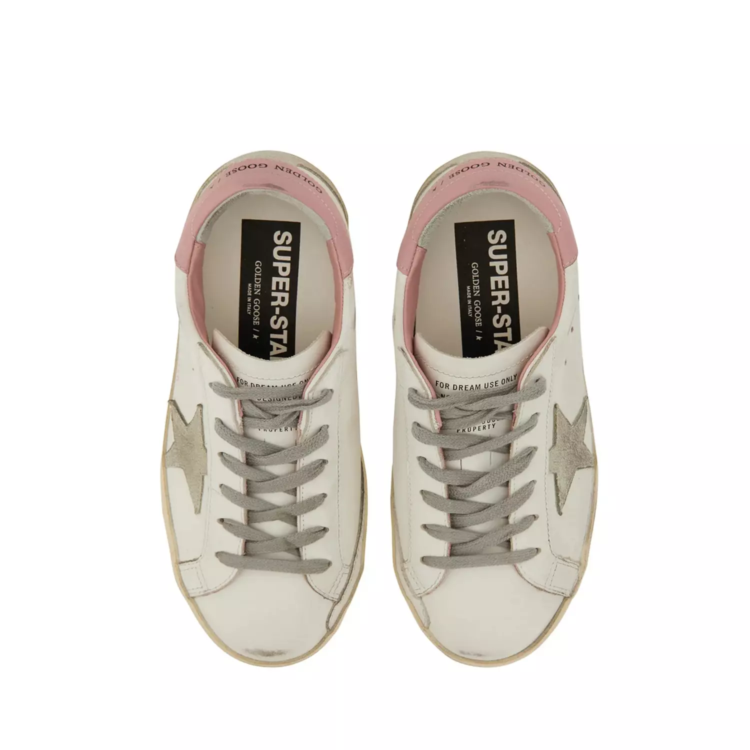 Golden Goose Super-Star Leather Sneakers with Suede Star and Pink Heel Tab 4