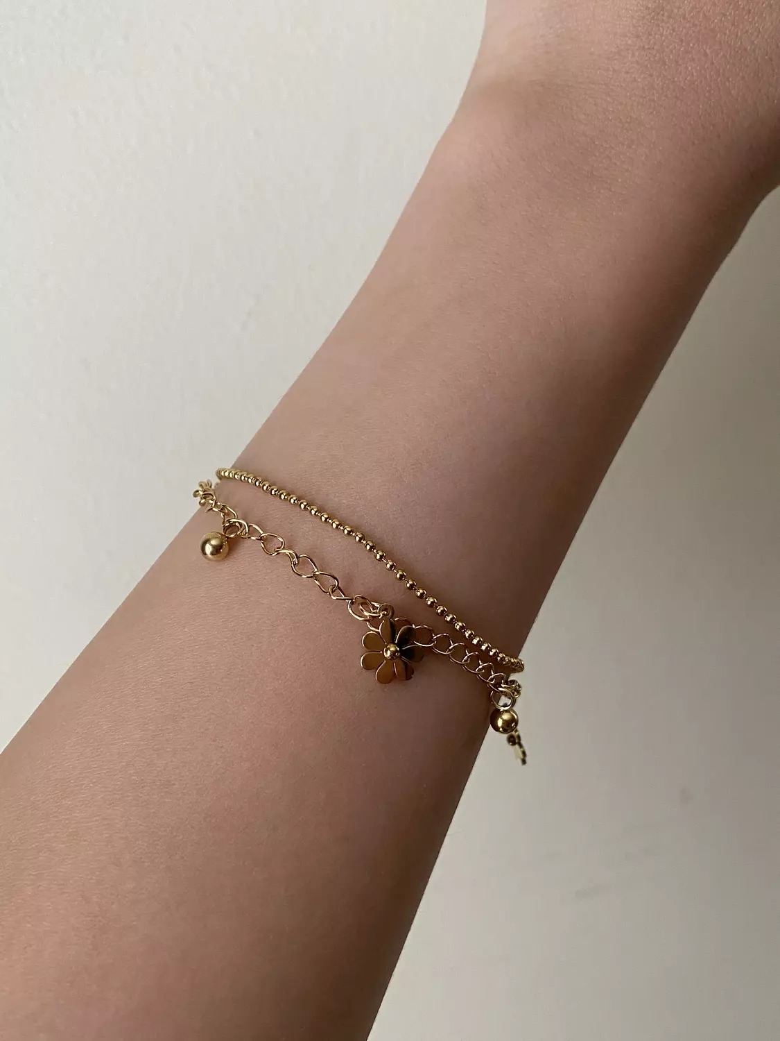 Layered Gold Daisy Bracelet 1