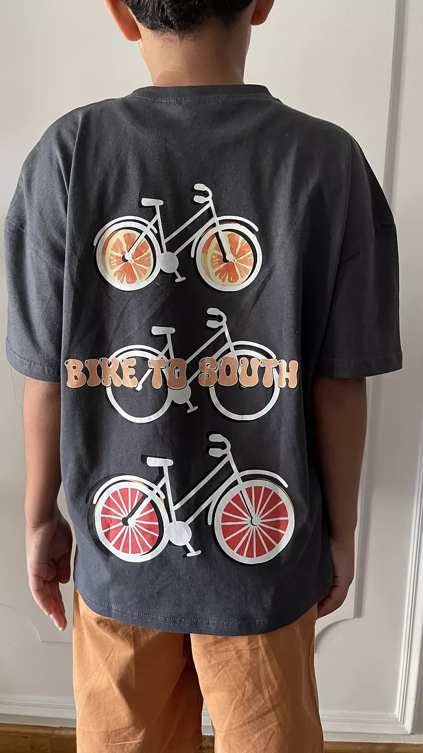 SOUTH Unisex Dark Charcoal Grey Bike to South oversized t-shirt  image