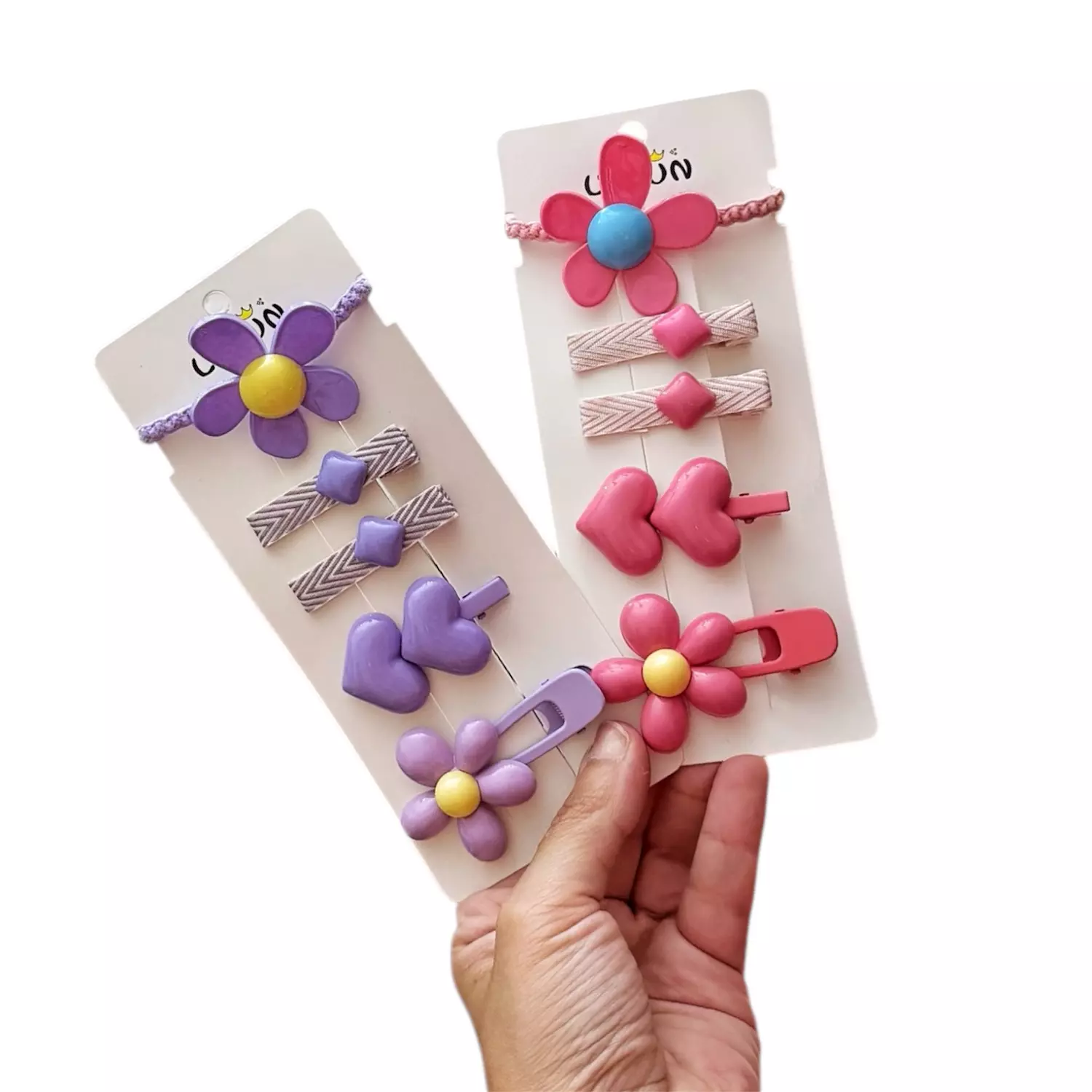 5 Pc Purple/Rose Pastel Hair Pin Set image