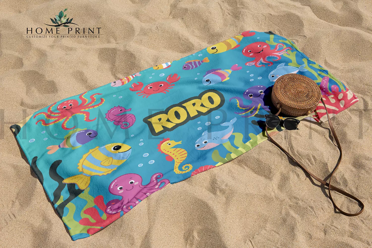Microfiber Towel  - Fishes   - Multi Color Design  image
