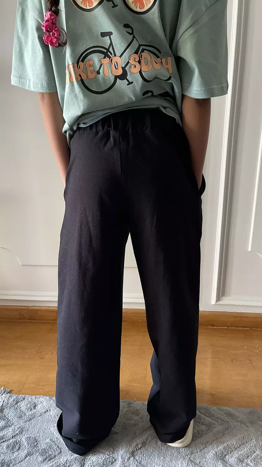 SOUTH CAN Black Wide Leg Sweat-pant for girls  2