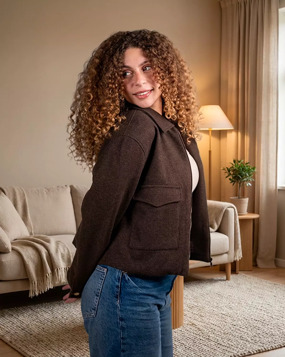 The Urban Wool Zip Jacket- Brown  2