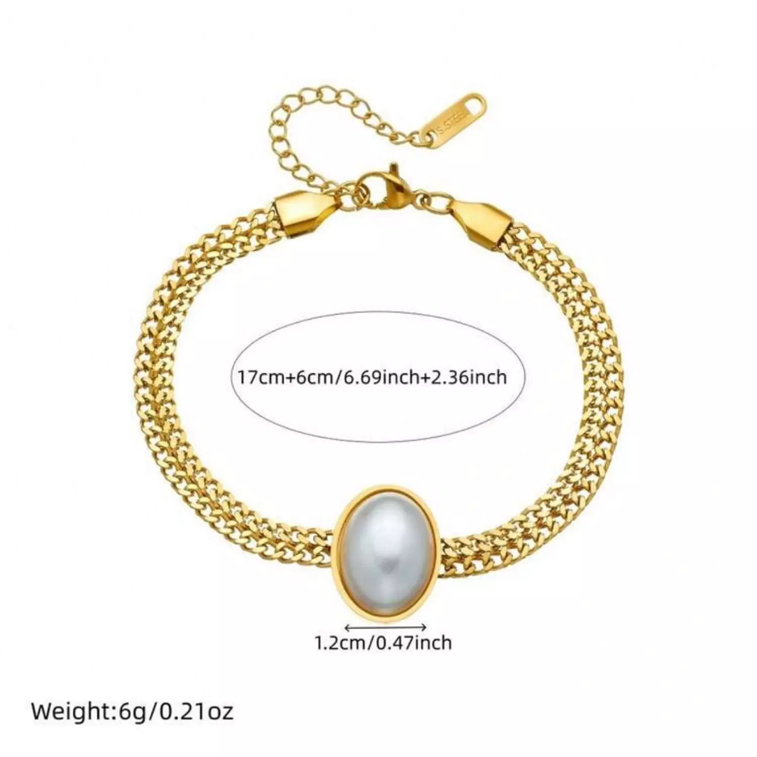 Stainless Steel Pearly Chain Bracelet 1