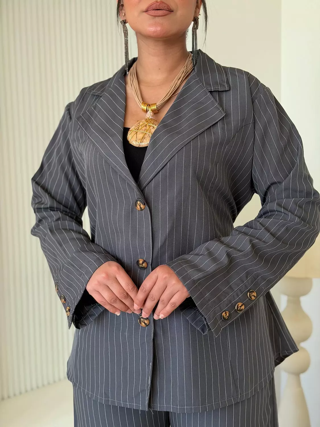 Axis Pinstripe Set In Grey 4