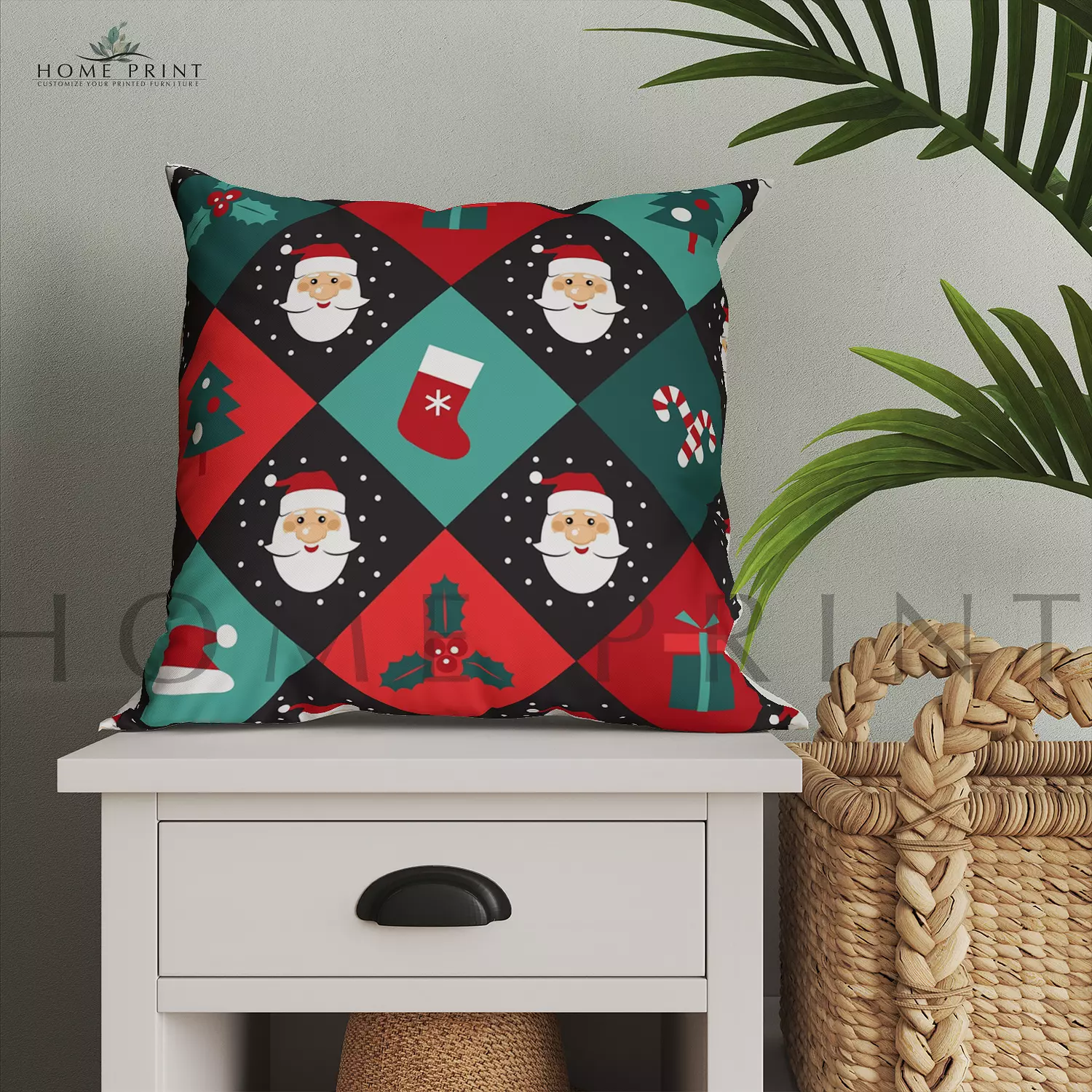 Christmas Cushion  - Santa Claus and Gifts - Multi color image