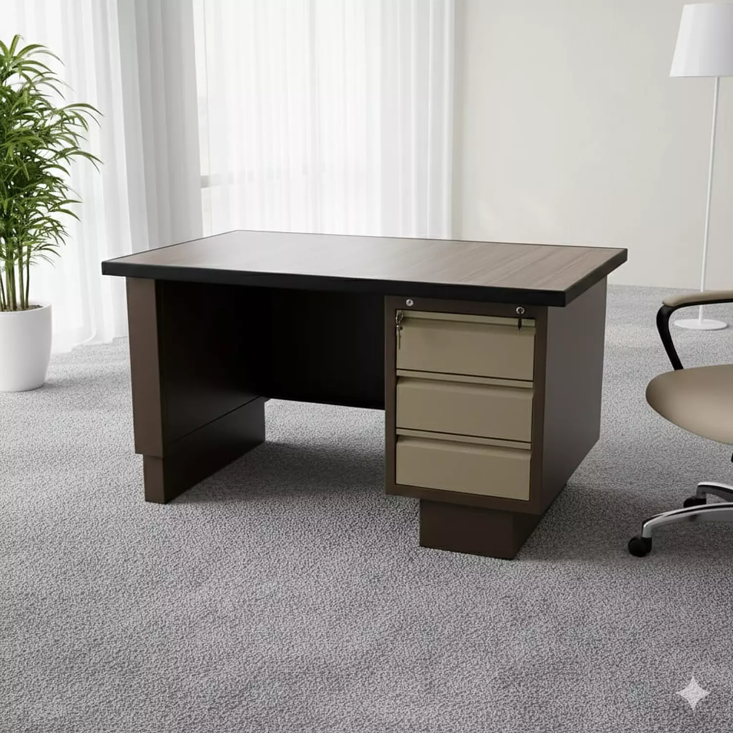  مكتب 115*61سم معدن 3 درج بني* بيج image