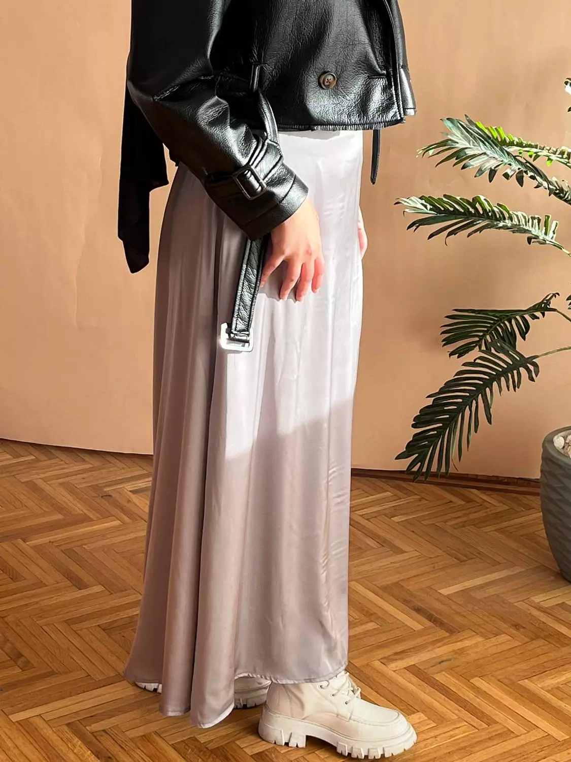 A-line Gray Satin Skirt - new addition   1