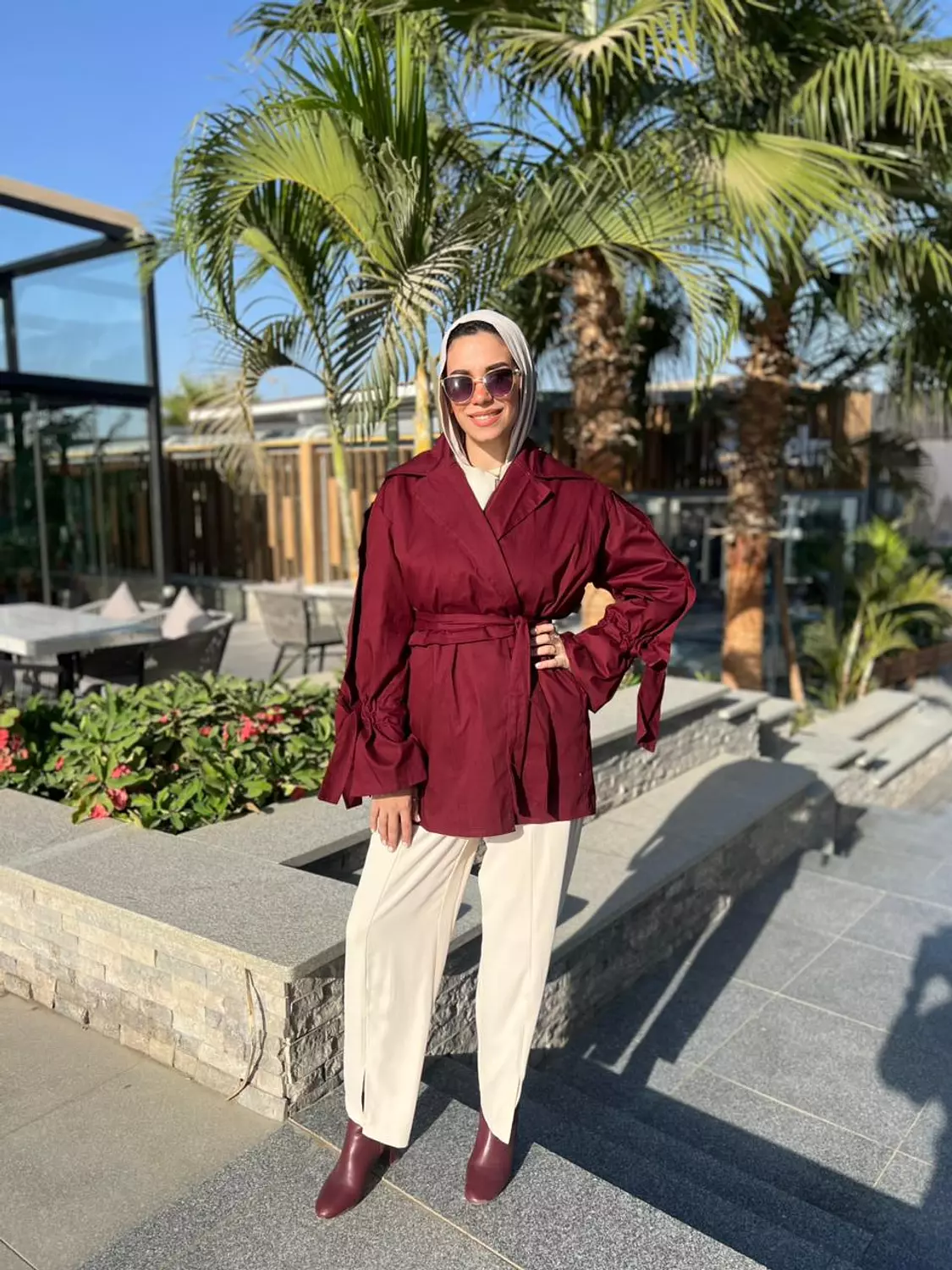 Dalida Trench Jacket Burgundy 3