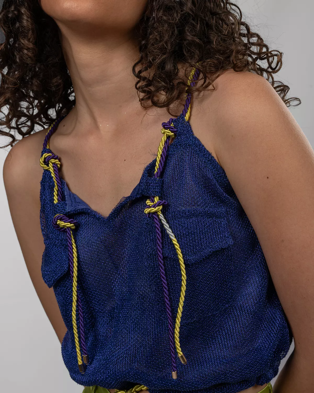 Metallic Blue Net Blouson Top 4