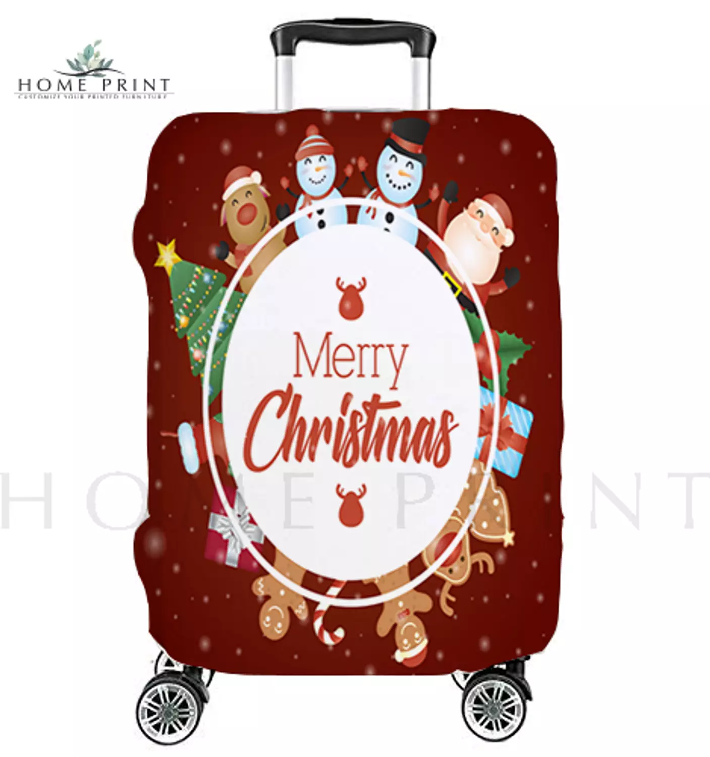 Suitcase Lycra Cover - Merry Christmas  -  Multi Colors Christmas  Design  image
