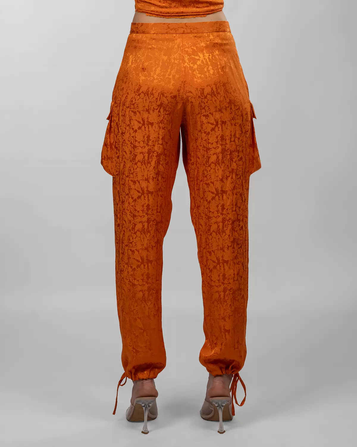 Burnt Orange Textured Cargo Jogger Pants 2