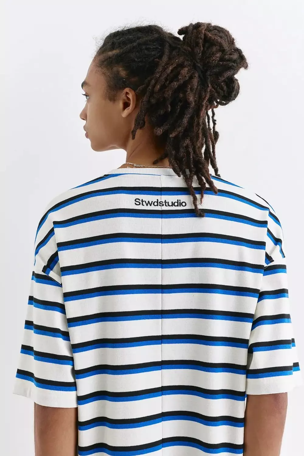 PULL&BEAR STRIPED SHORT SLEEVE T-SHIRT - BLUE 1