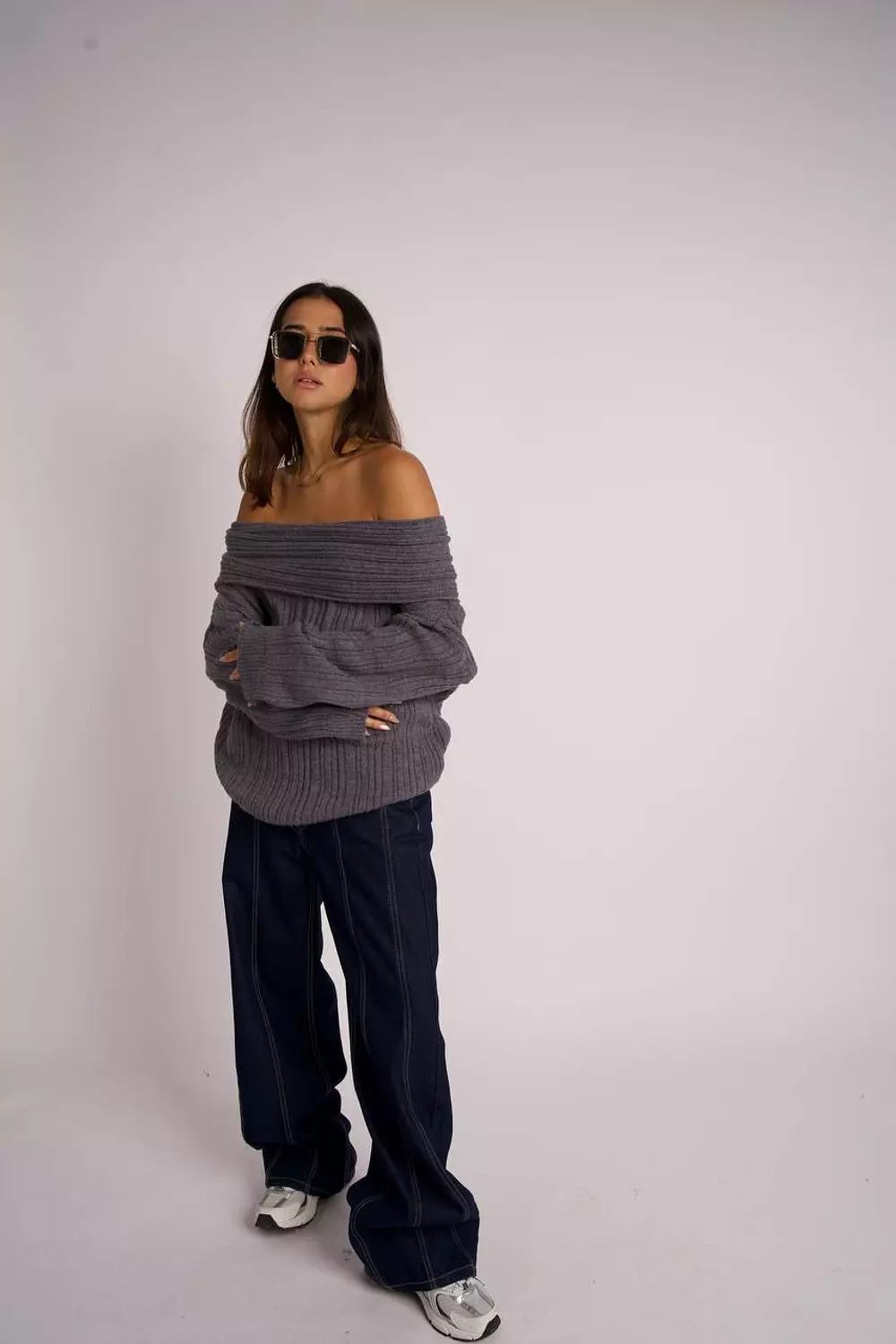 Oversized Off-shoulder Sweater  1