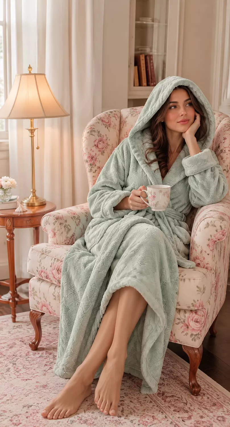 Mint Pastel Long Hoodie Robe 1