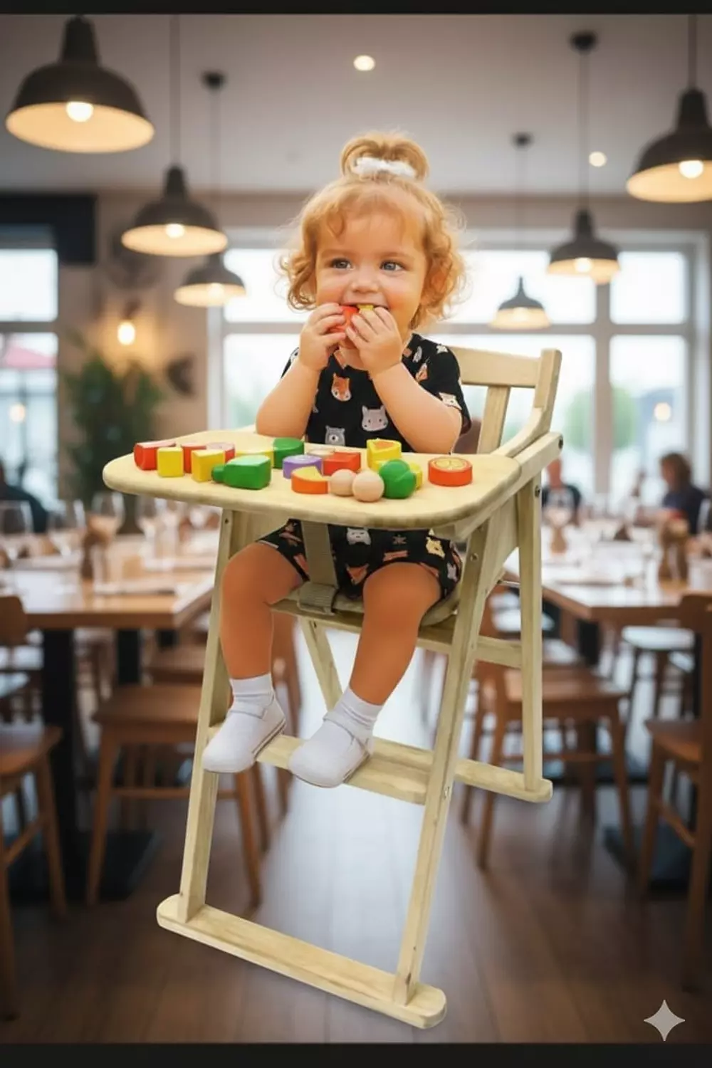 Beech children's eating chair on the table image