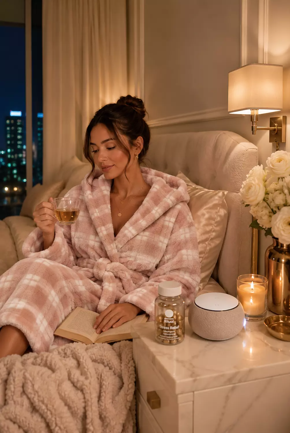 Blush Carreau Rabbit Fur Short Winter Robe image