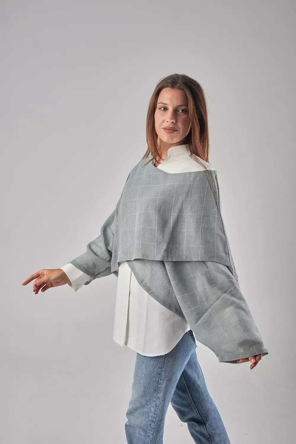 Mint Cropped Mesh Linen Top 4