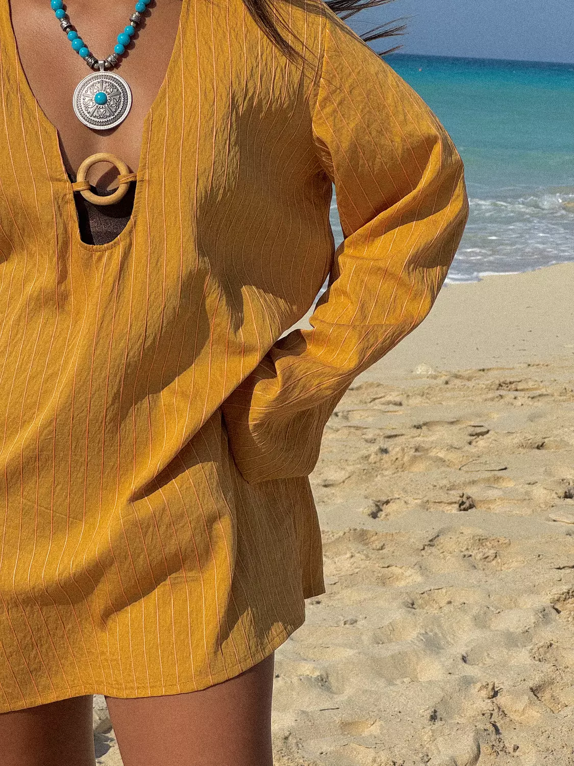 sunset stripe beach cover-up // Honey Gold // 1