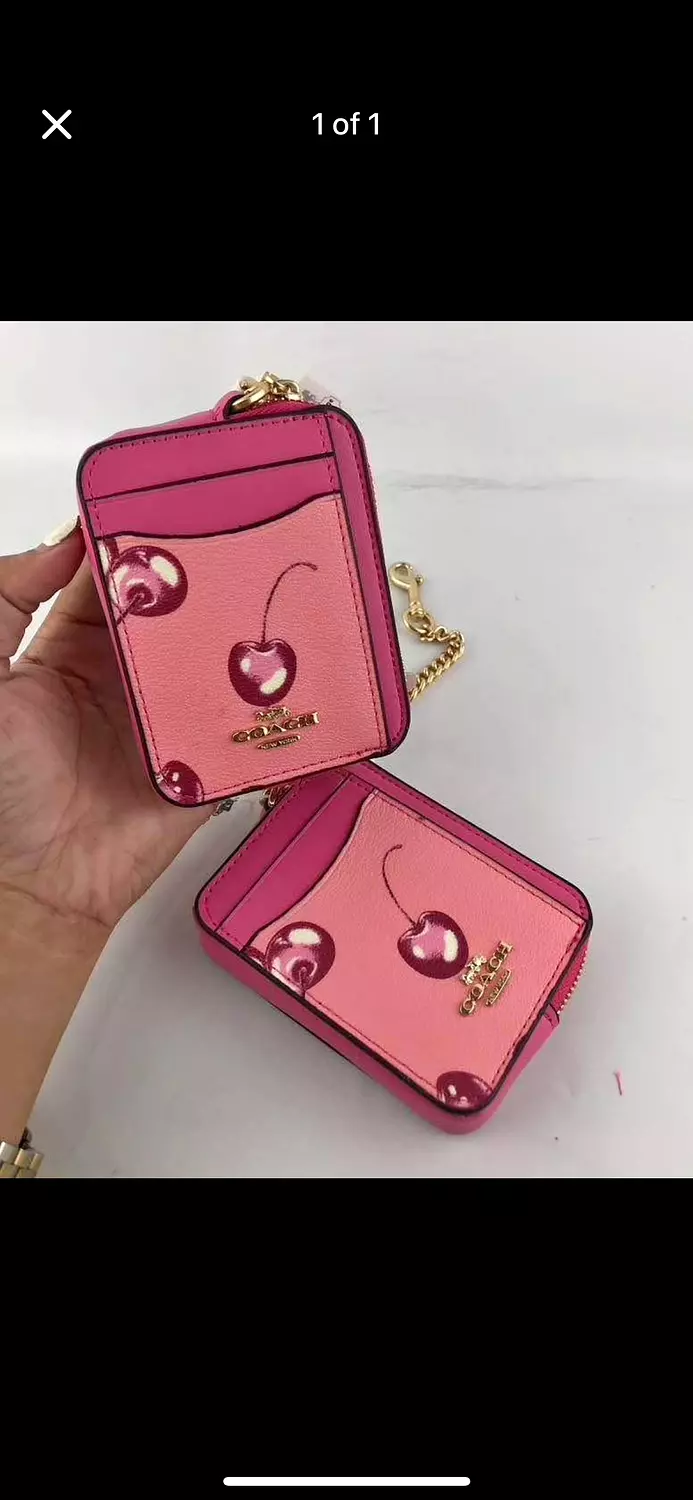 Coach Cherry Print Zip Card Case 2