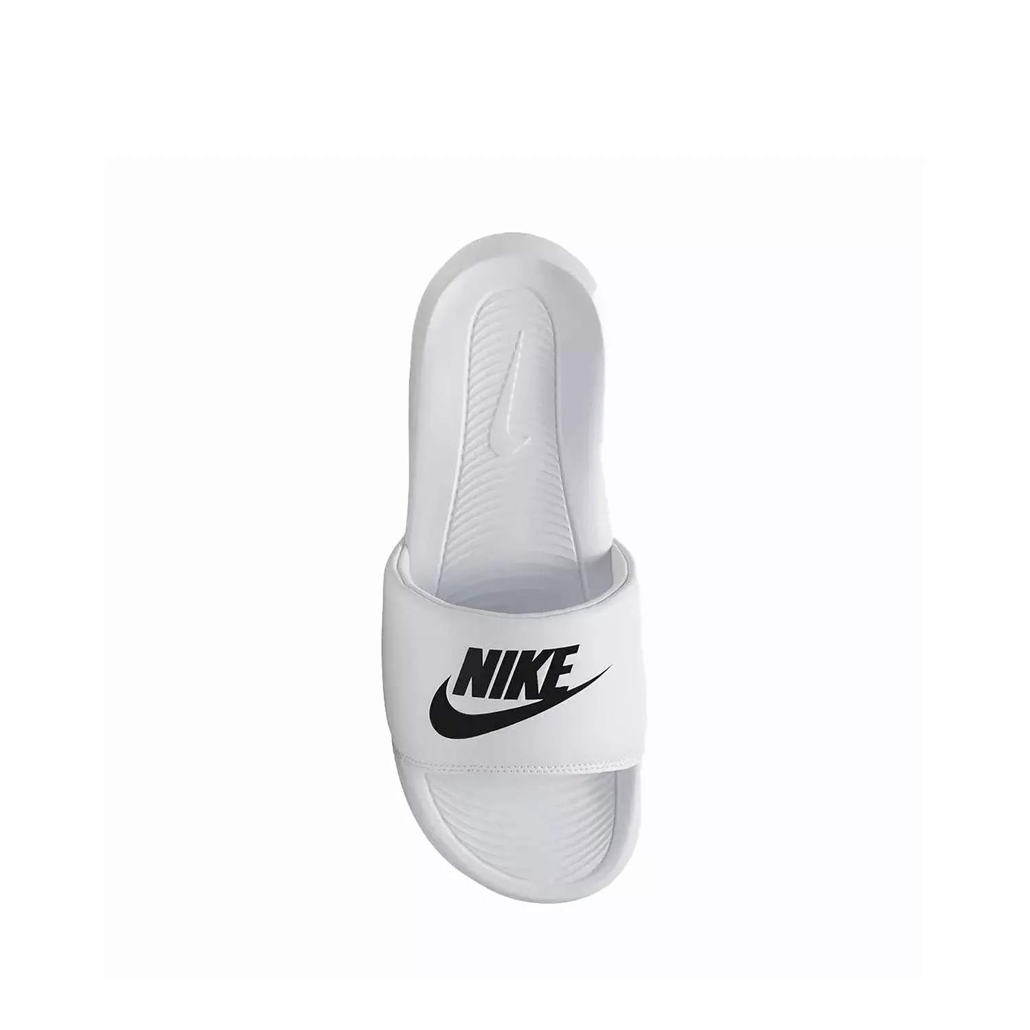 Nike Victori One slide in white with a black logo 3