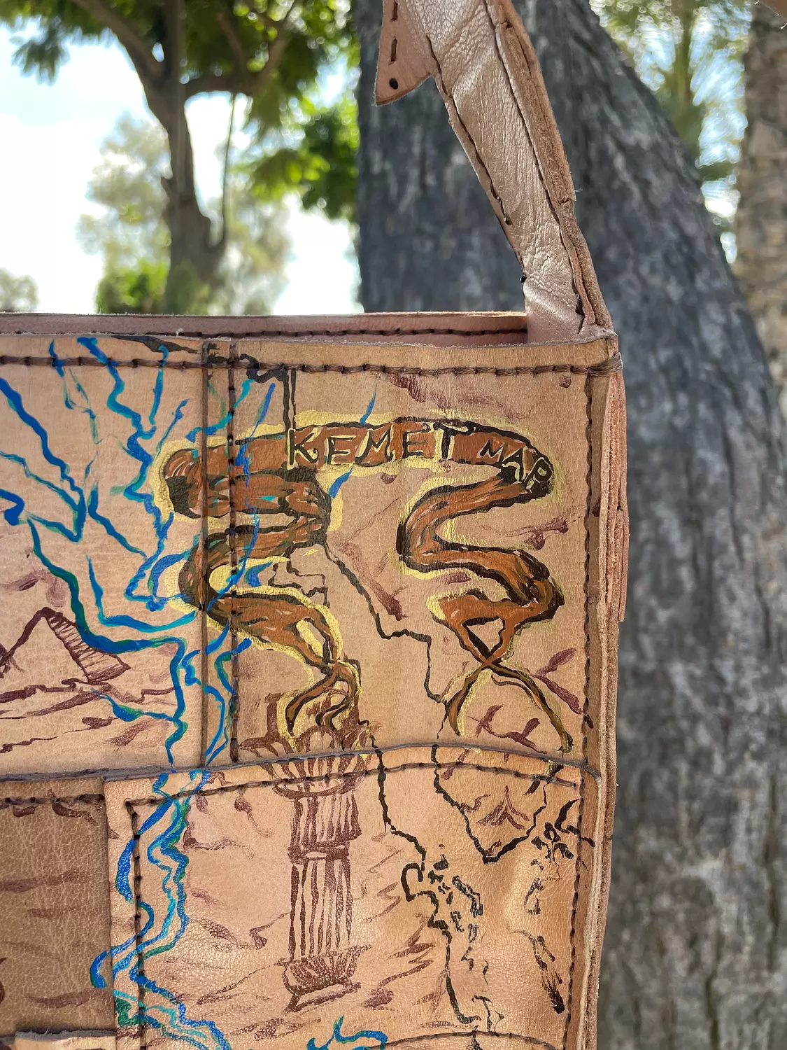 Kemet map real leather hand-made shoulder bag  2