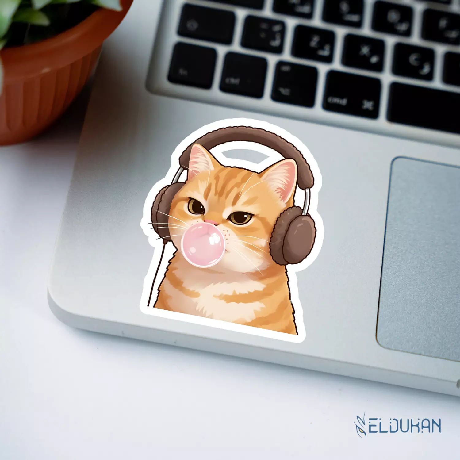 Cat with gum sticker image