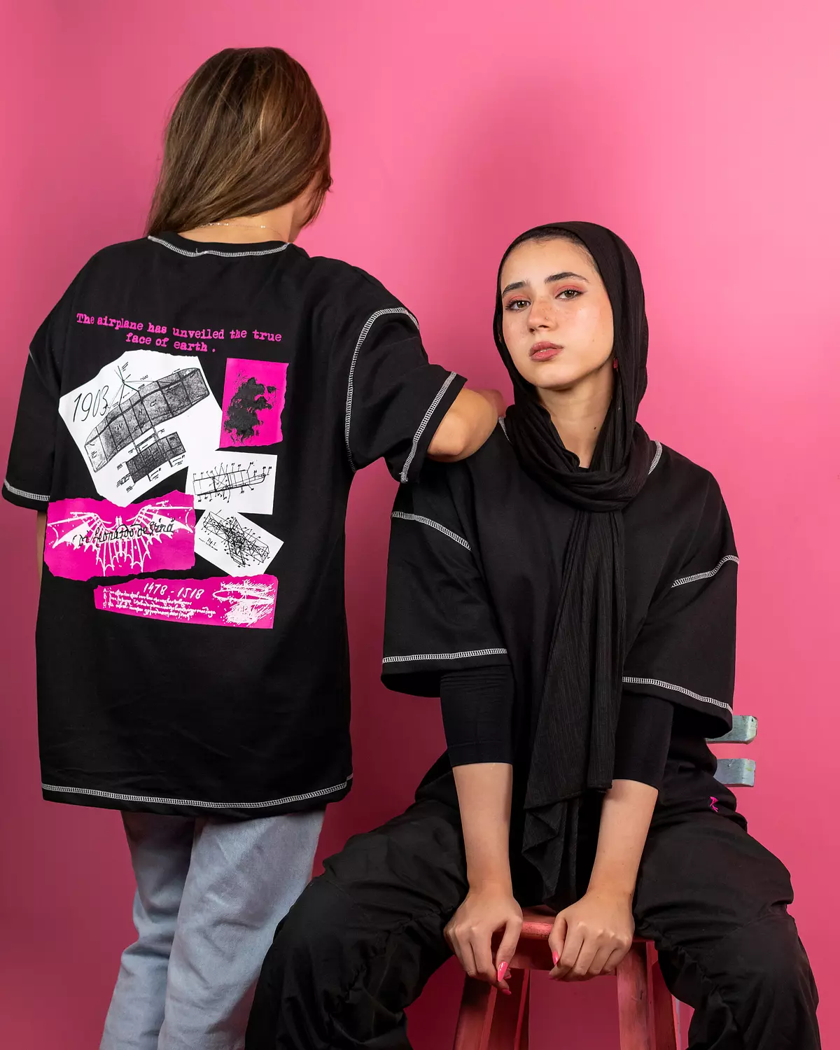 Black & Pink "WINGS" tee 3