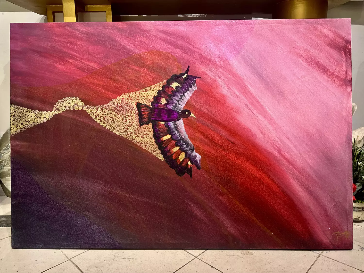 Red bird wave 120x80  image