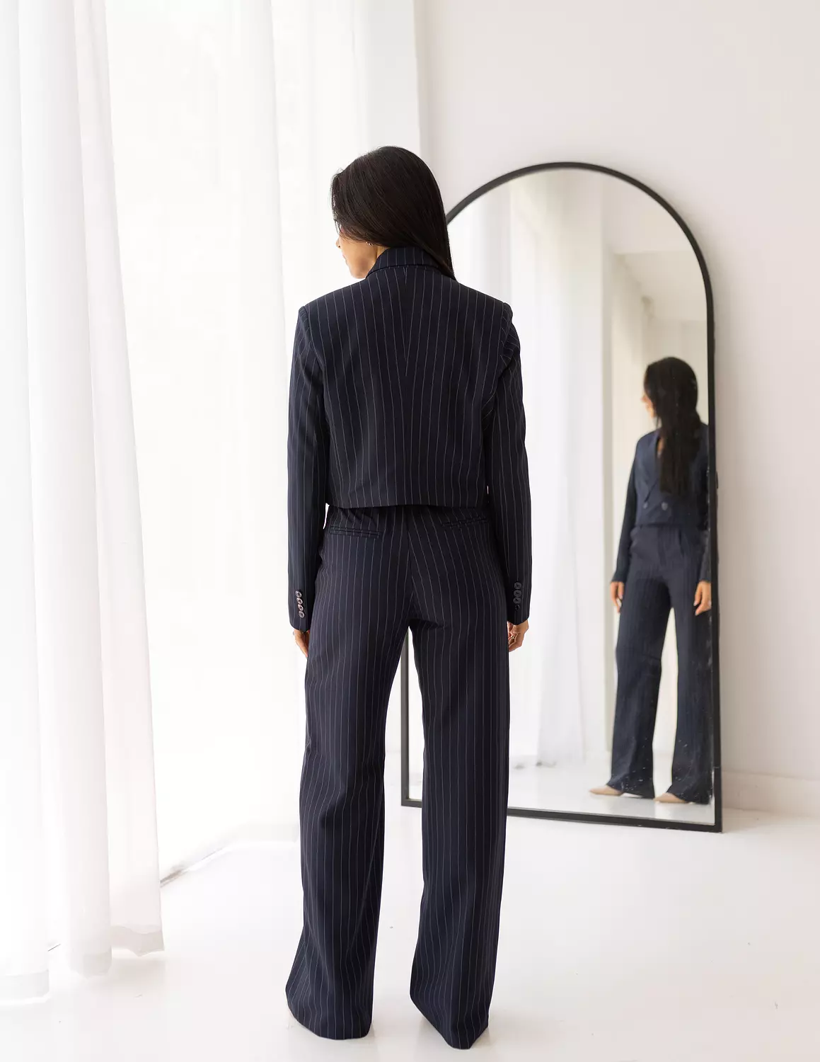 Striped Navy Cropped Blazer  3