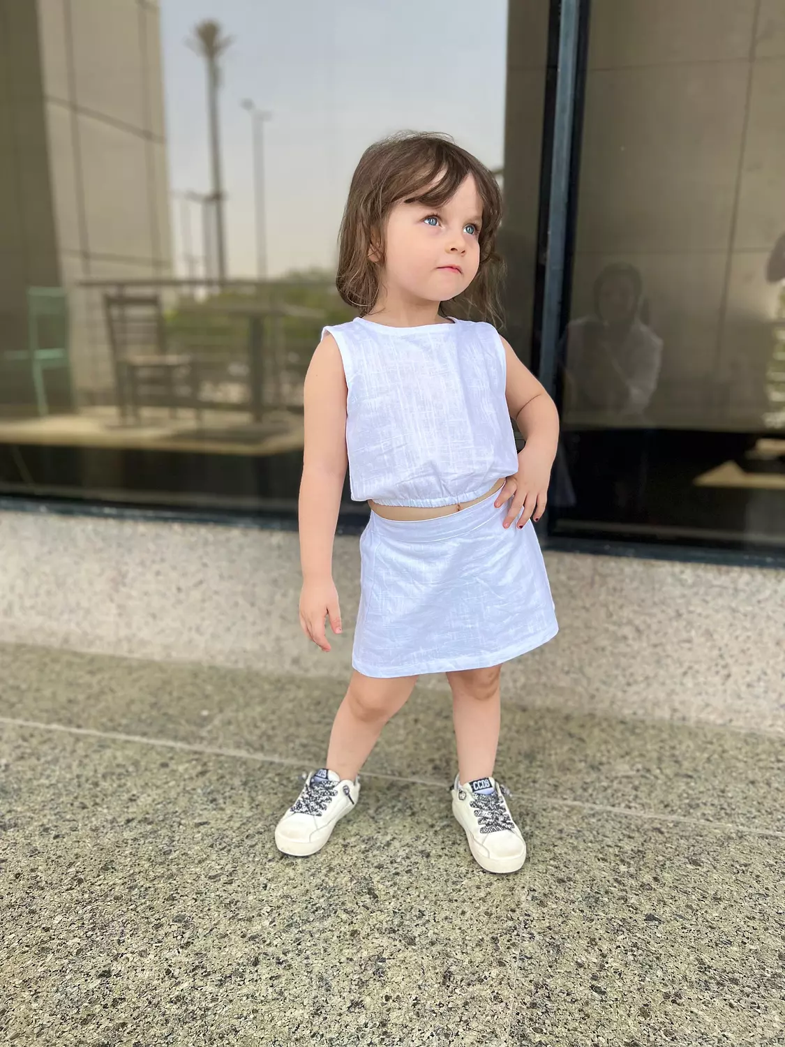 Skirt linen Set in white image