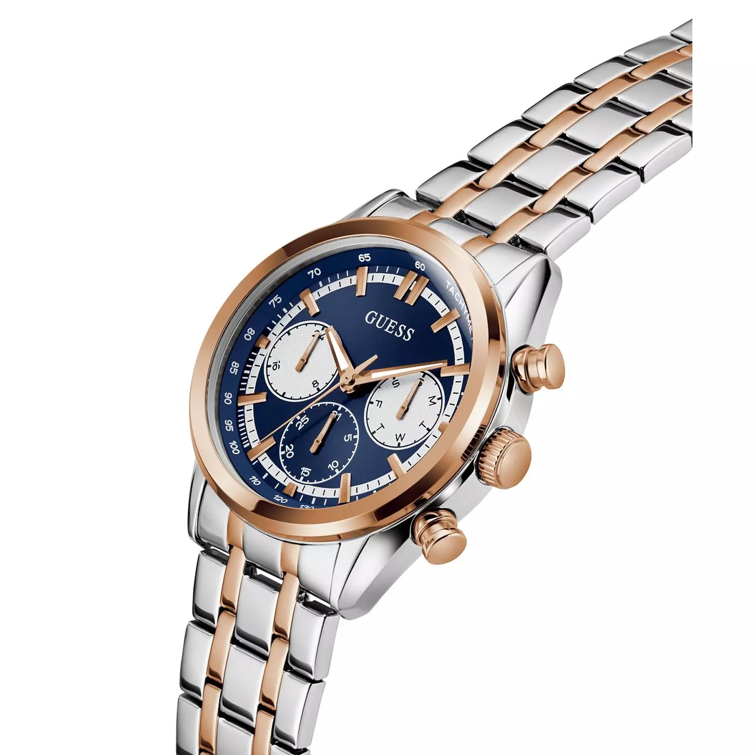 GUESS DAWSON Mens 2-Tone Multi-function Watch 2-Tone Stainless Steel Polished Bracelet 2