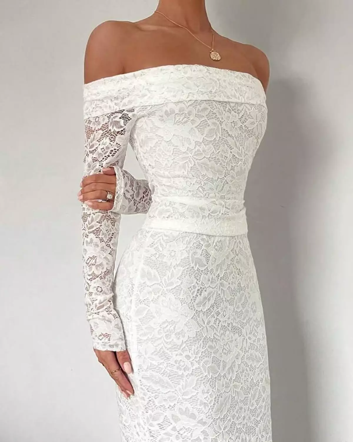 Guipure Lace Off-Shoulder Maxi Dress – With Sheer Lace Detail 1