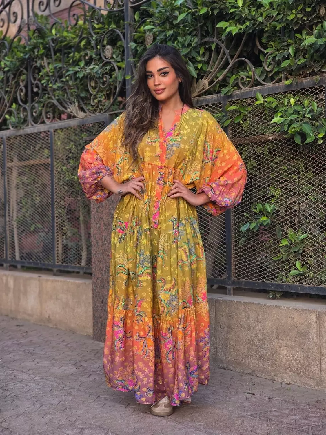 Lime multicolour dress  image